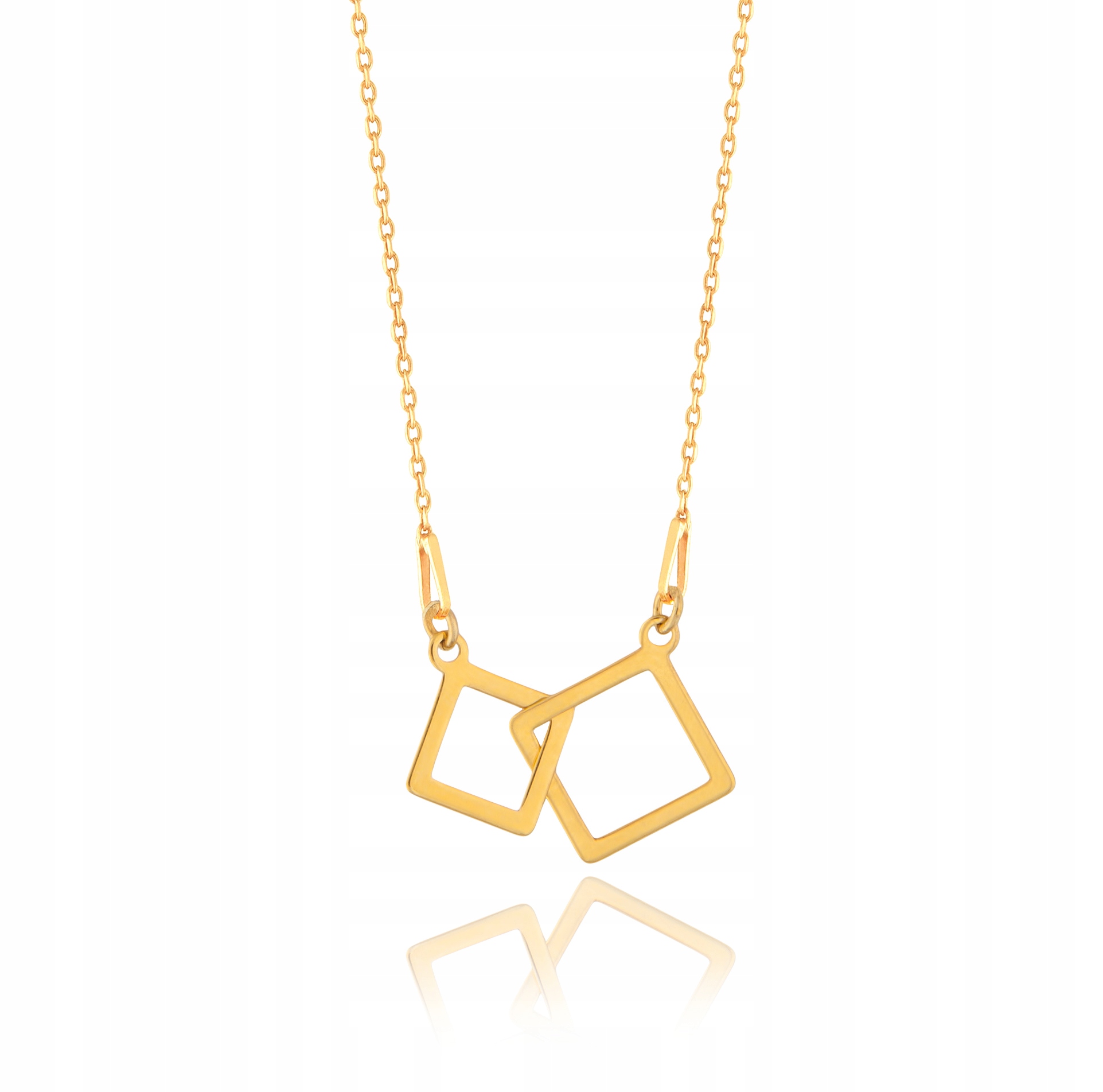 

Naszyjnik złoty dwa kwadraty srebro 925