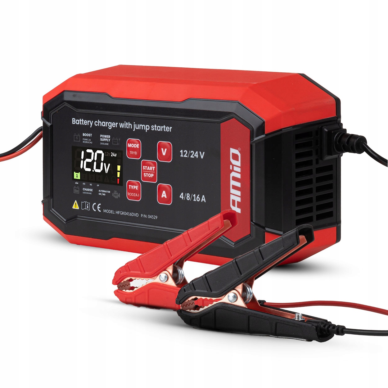 Digitálny usmerňovač AMiO Pro 16A 12/24V Boost Agm Gel LiFePO4 IP65