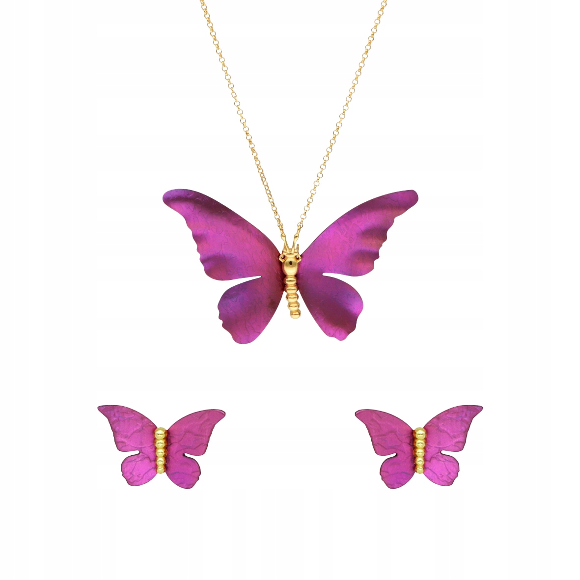 Komplet motýlků fialový titan stříbro pozlacený