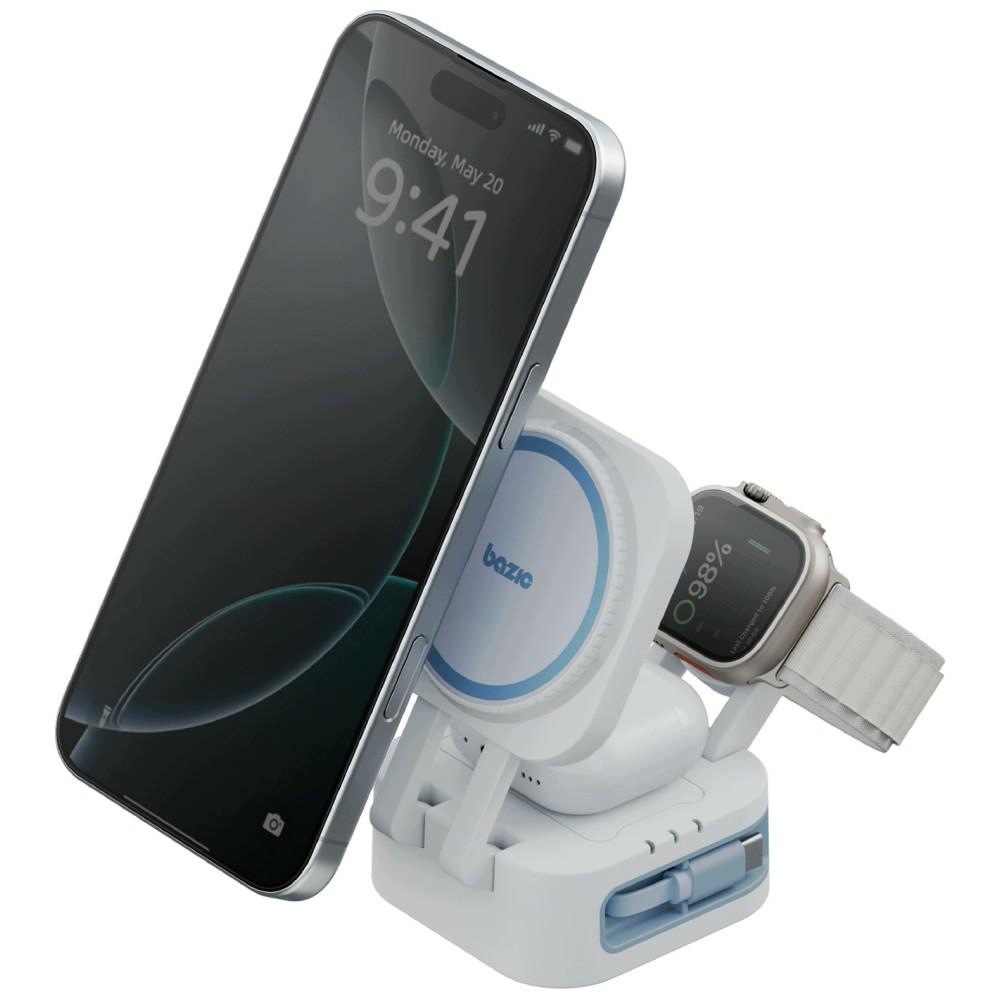 Indukční nabíječka Bazic GoMag Station Mini 3v1 15W MagSafe Skládací s wb