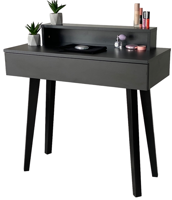 Toaletní Stolek Lena Plus Černé Bukové Černé Nožky 90 CM