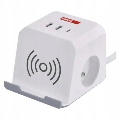 Emos Predlžovací kábel kocka 2 m 2 zásuvky biely 2×USB-A 1×USB…