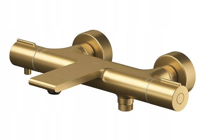 Nástěnná Termostatická Vanová Baterie Cersanit Virgo Zlatá Kartáčovaná