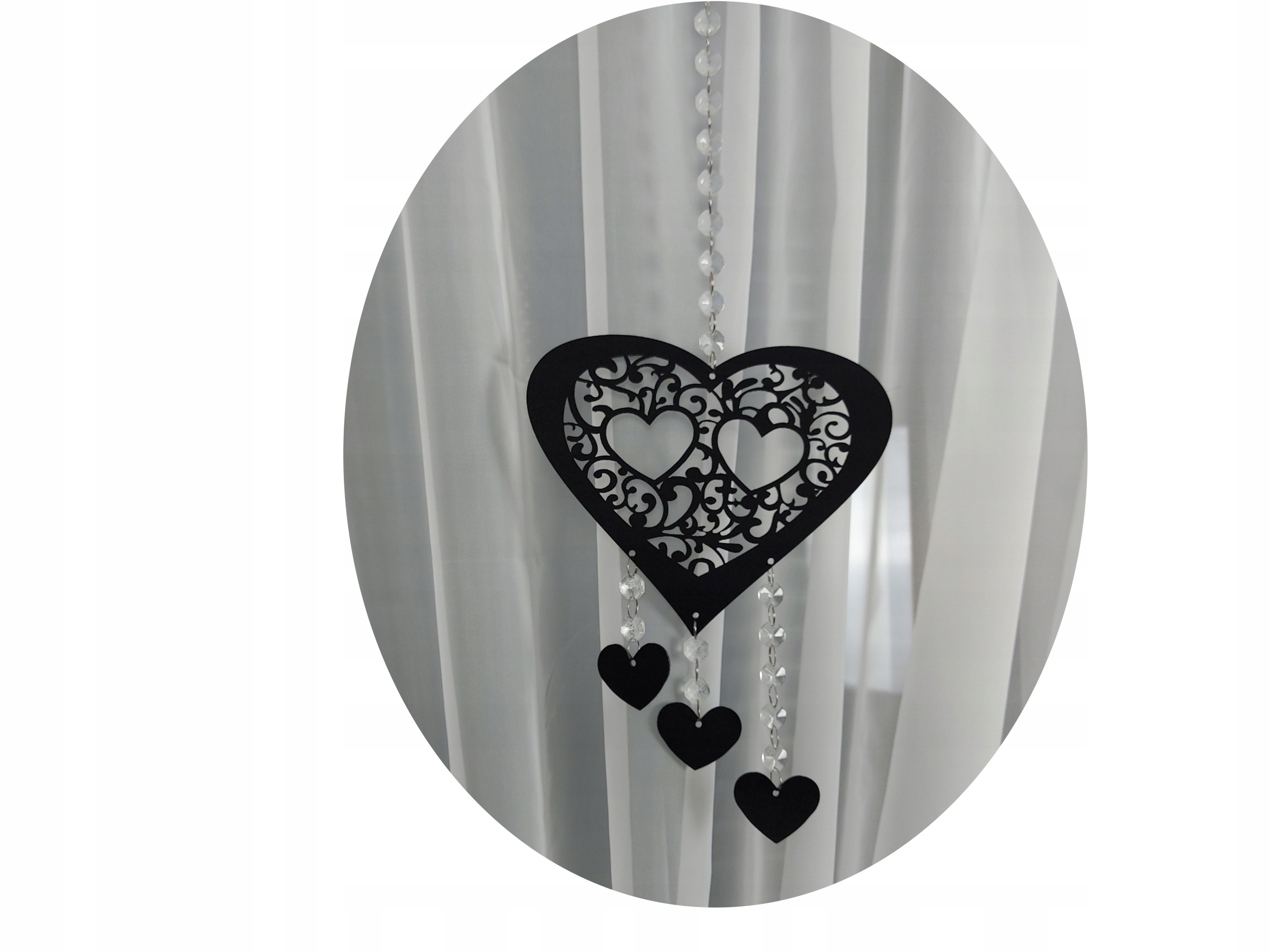 ZAWIESZKA AŻUR OZDOBA ORNAMENT GIRLANDA KRYSZTAŁOWA N.15 CZARNE EXTRA