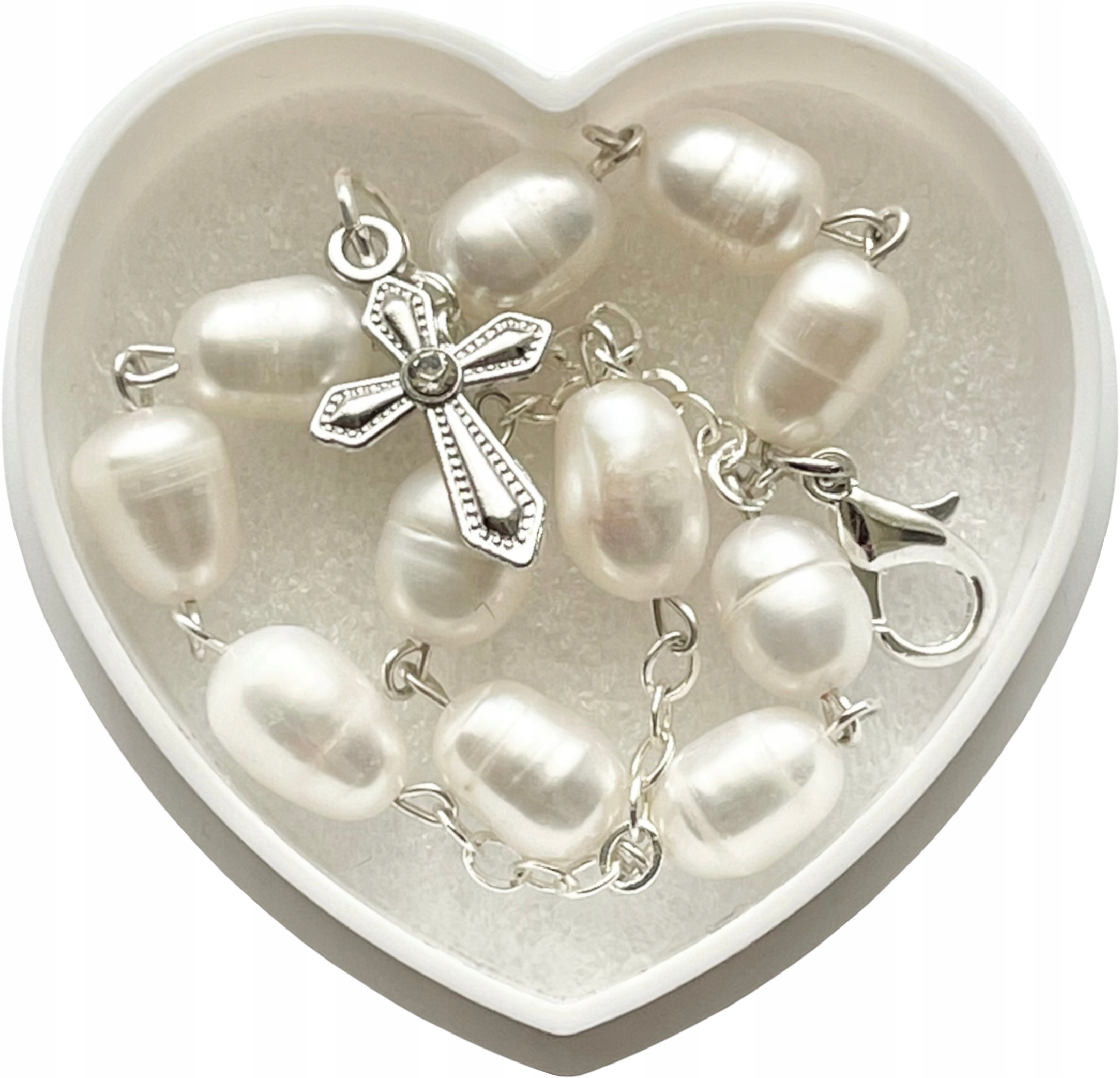 Růženec Náramek Desítky Růženínů Perla Přírodní Bílá