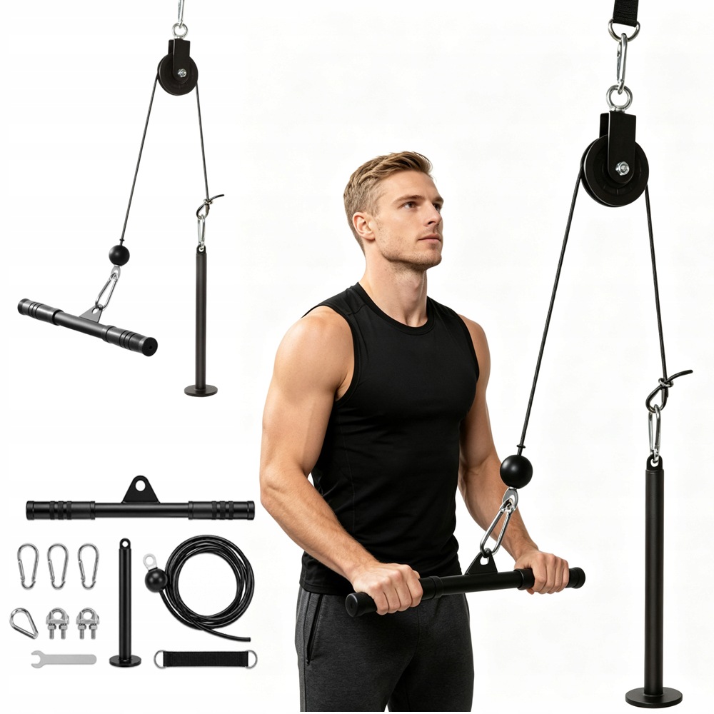 Závěsná Posilovací Kladka Pro Cvičení Horní Závěsný Triceps Biceps Šňůra Hrazda 100 Kg Sada