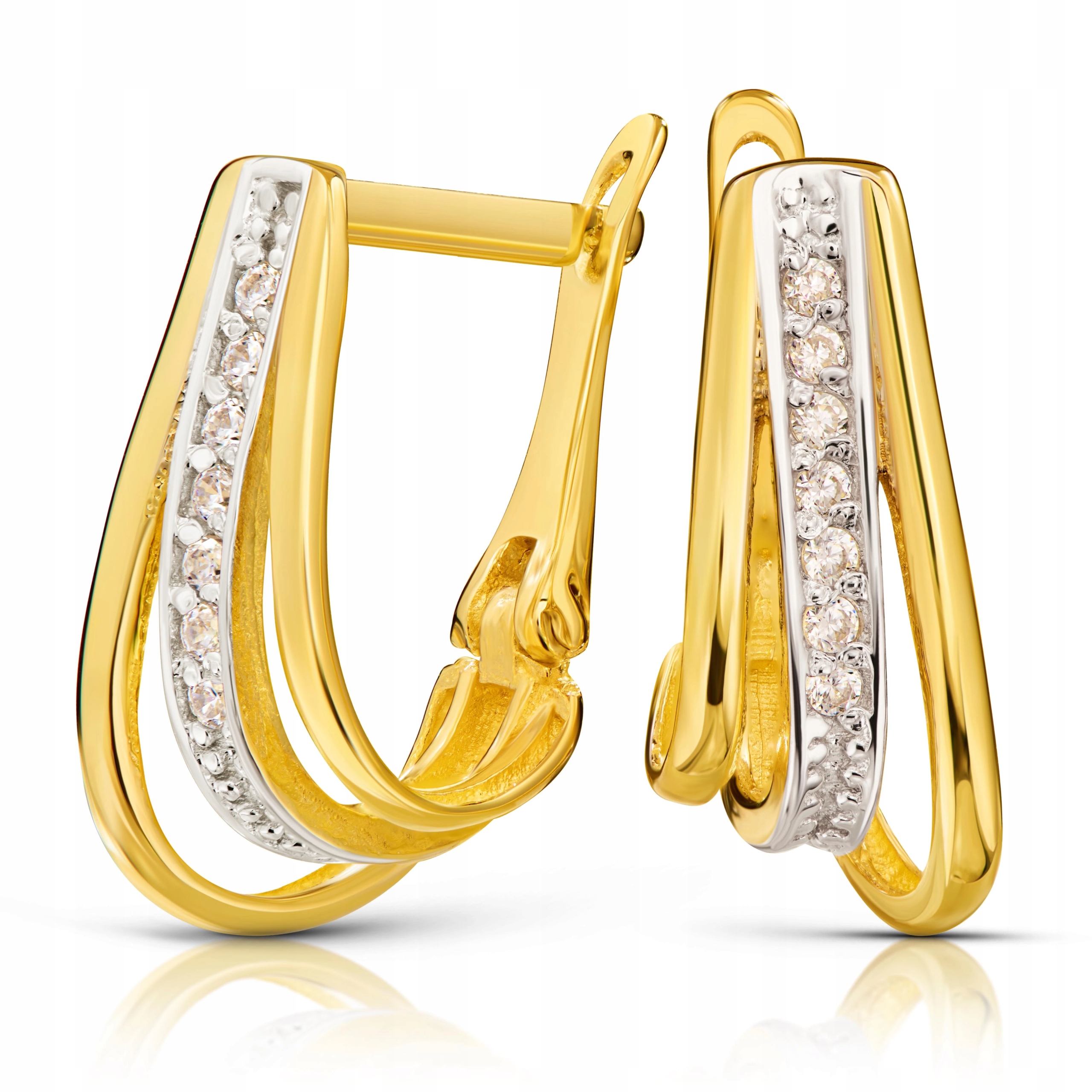 Náušnice 585 S Anglickým Zapínáním Zirkony Univerzální Kameny