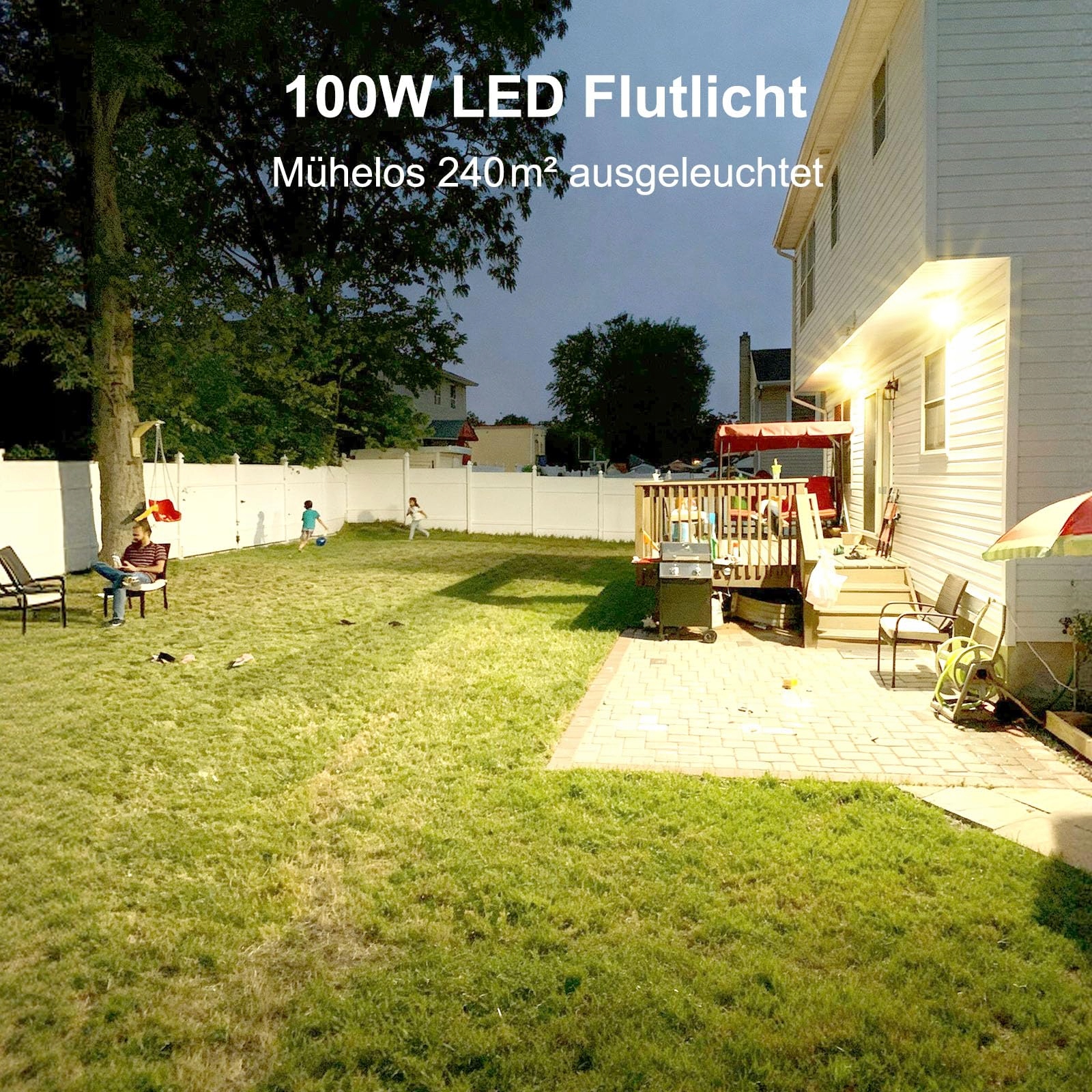 Naświetlacz LED 100W 14000lm 3000K IP67 Ciepły Do Ogrodu Garażu HOPEDAMAI — miniatura 2