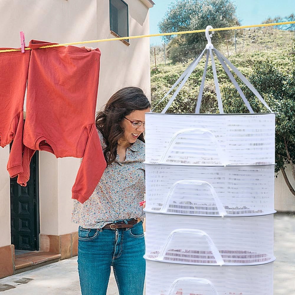 SKŁADANY 4-WARSTWOWA SIATKA WISZĄCA ZIOŁA SUSZARKA SUCHA SIATKA BIAŁY Długość 80 cm