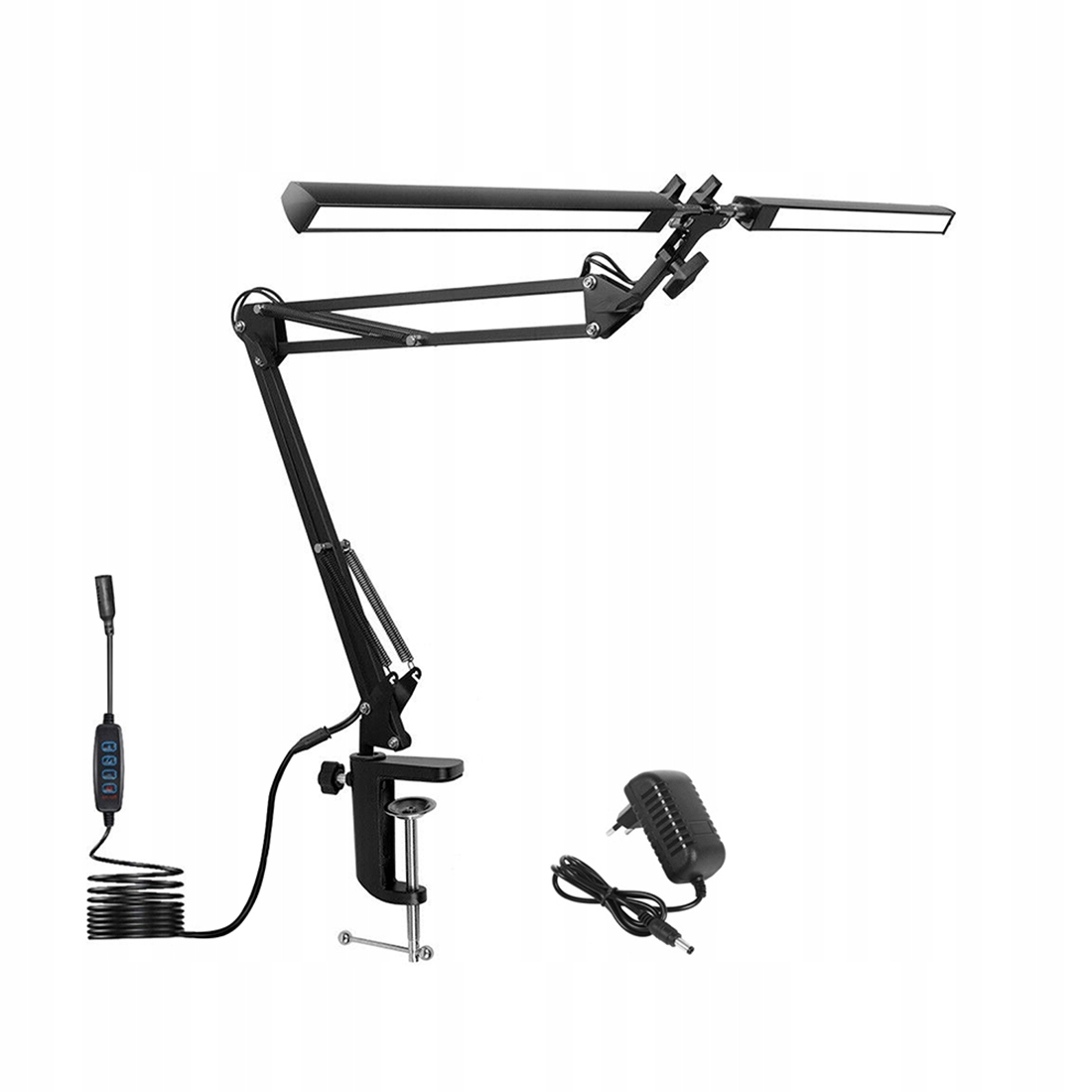 Dvojitá Led lampa na psací stůl Kreslící výkonná 24 W, nastavitelná, 3 barvy, Usb