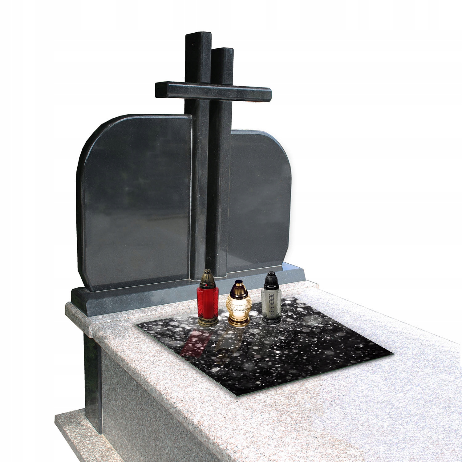 Podstawka do ZNICZY we WZORY na CMENTARZ POMNIK Szyba Hartowana 65x60cm Długość 60 cm