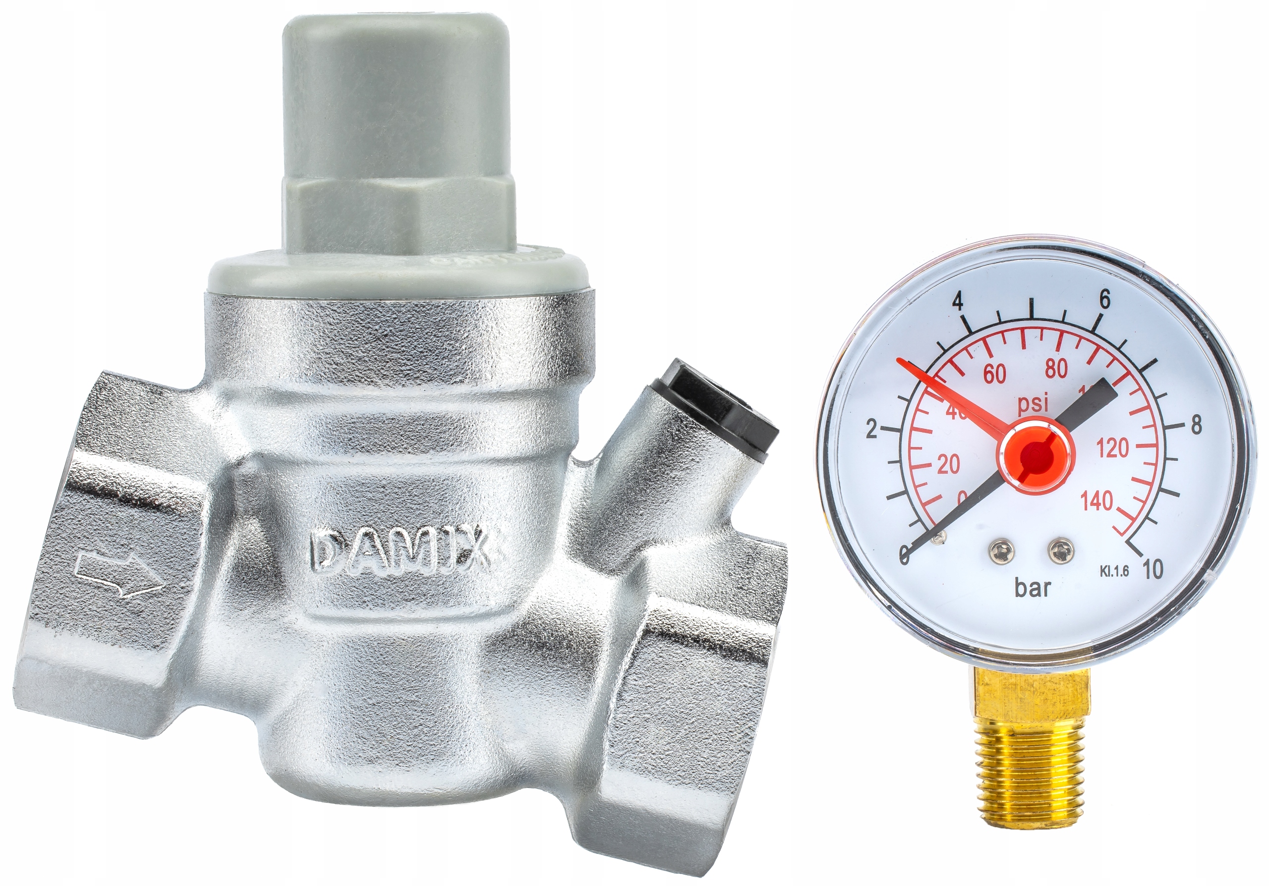 REDUKTOR CIŚNIENIA WODY Z MANOMETREM 1'' DN25 REGULATOR 1,5-6,5 BAR DAMIX Marka DAMIX