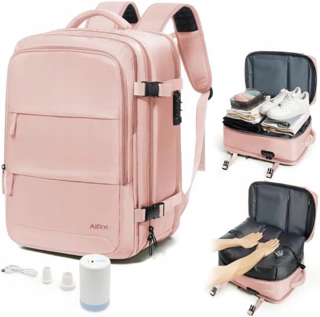 Vákuový cestovný batoh do lietadla Livbotez s pumpičkou a kódovým zámkom