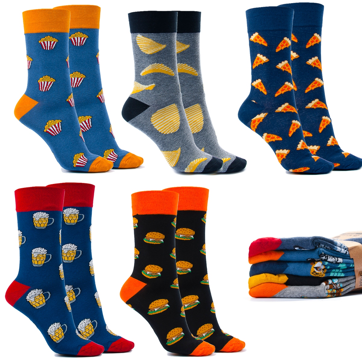 

5 x Kolorowe Skarpety Męskie Garniturowe Wysokie