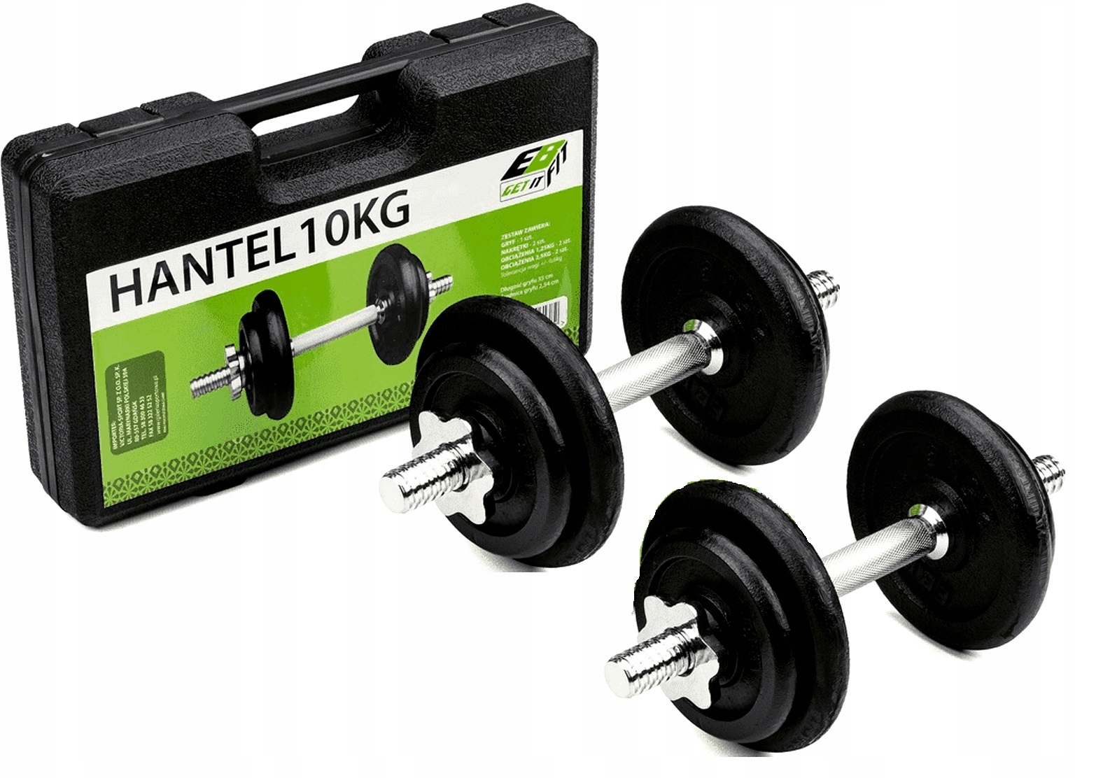 Zestaw hantli 2x10kg żeliwne hantle regulowane