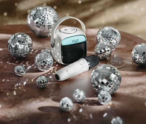 Głośnik Karaoke Adler AD 1199 White z Mikrofonem - SD/USB/AUX/Bluetooth