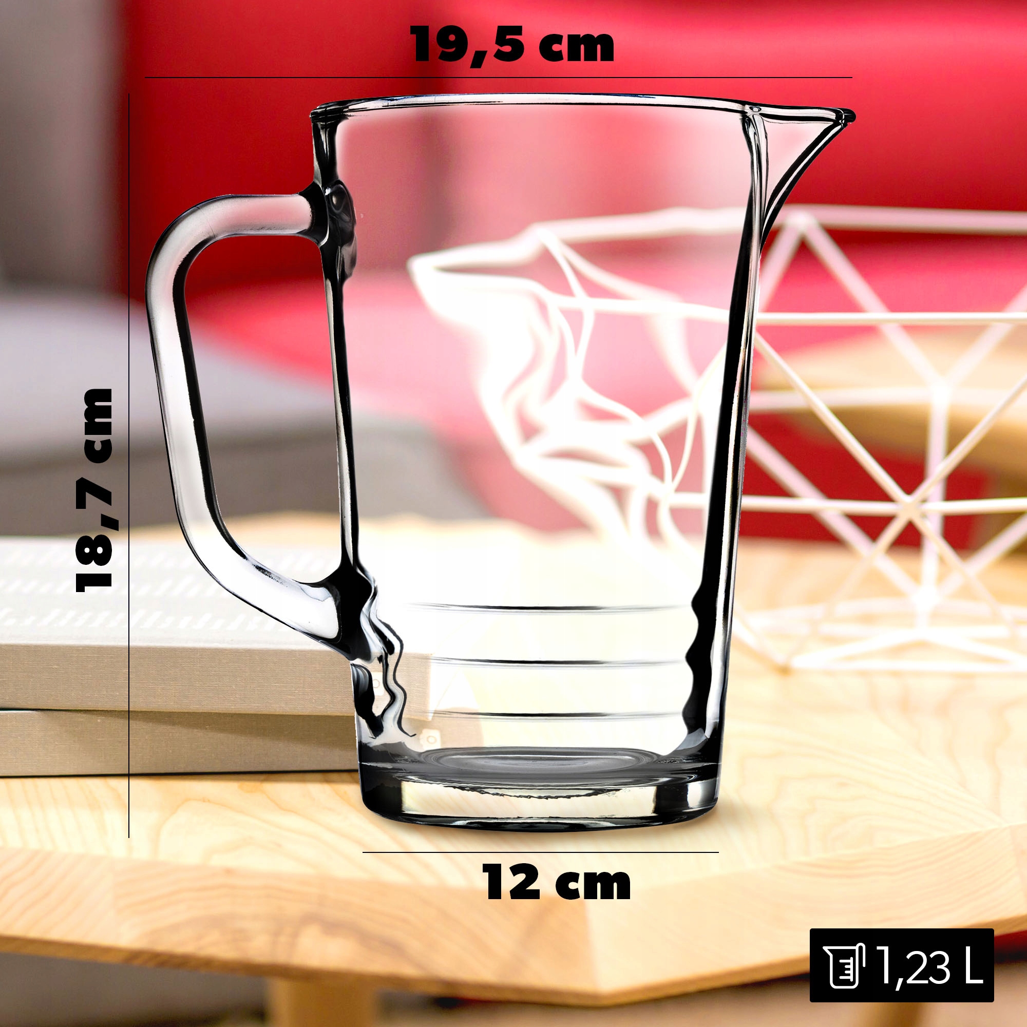 DZBANEK SZKLANY KARAFKA NA WODĘ SOK LEMONIADĘ DO NAPOJÓW WODY 1,23L Marka Kadax