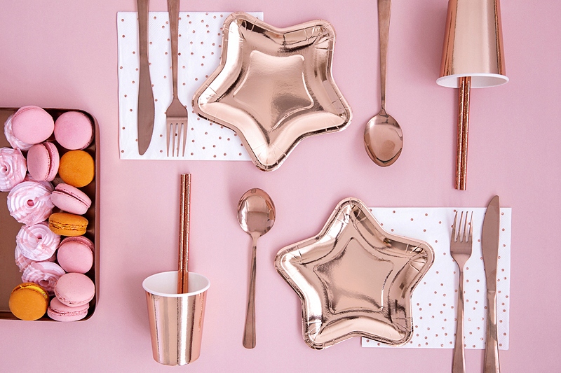 Talerzyki Gwiazdki RÓŻOWE ZŁOTO rose gold 18cm 6sz Marka inna marka