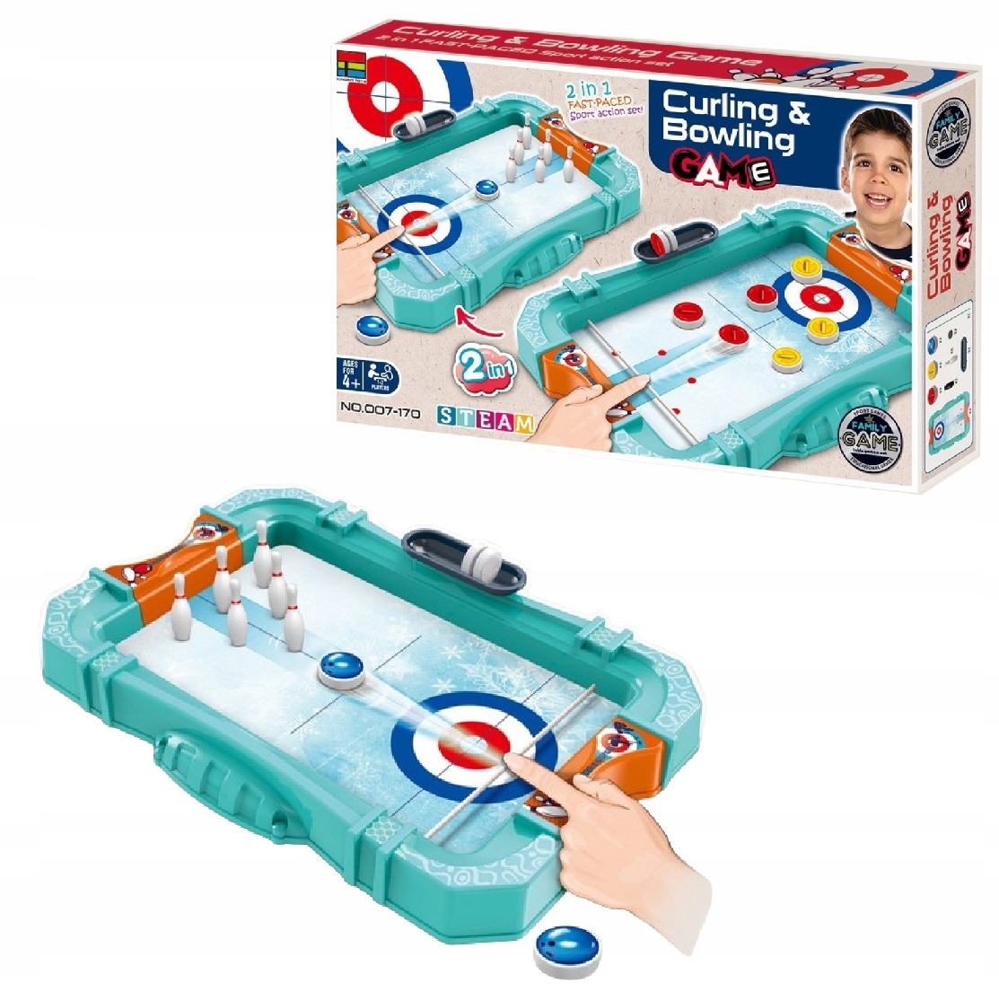 Gra stołowa 2w1 mini kręgle i curling ProNice MZ-03
