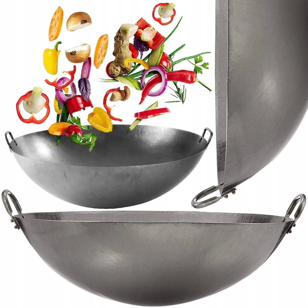 Čínska veľká Panvica Wok z uhlíkovej ocele 18 palcov, priemer 45 cm Proorient