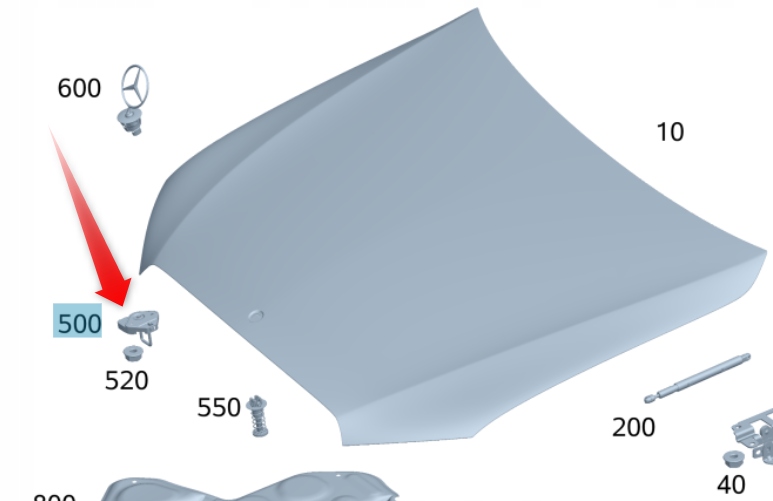 Zámek Zámku Masky Mercedes S W223 A2238803602