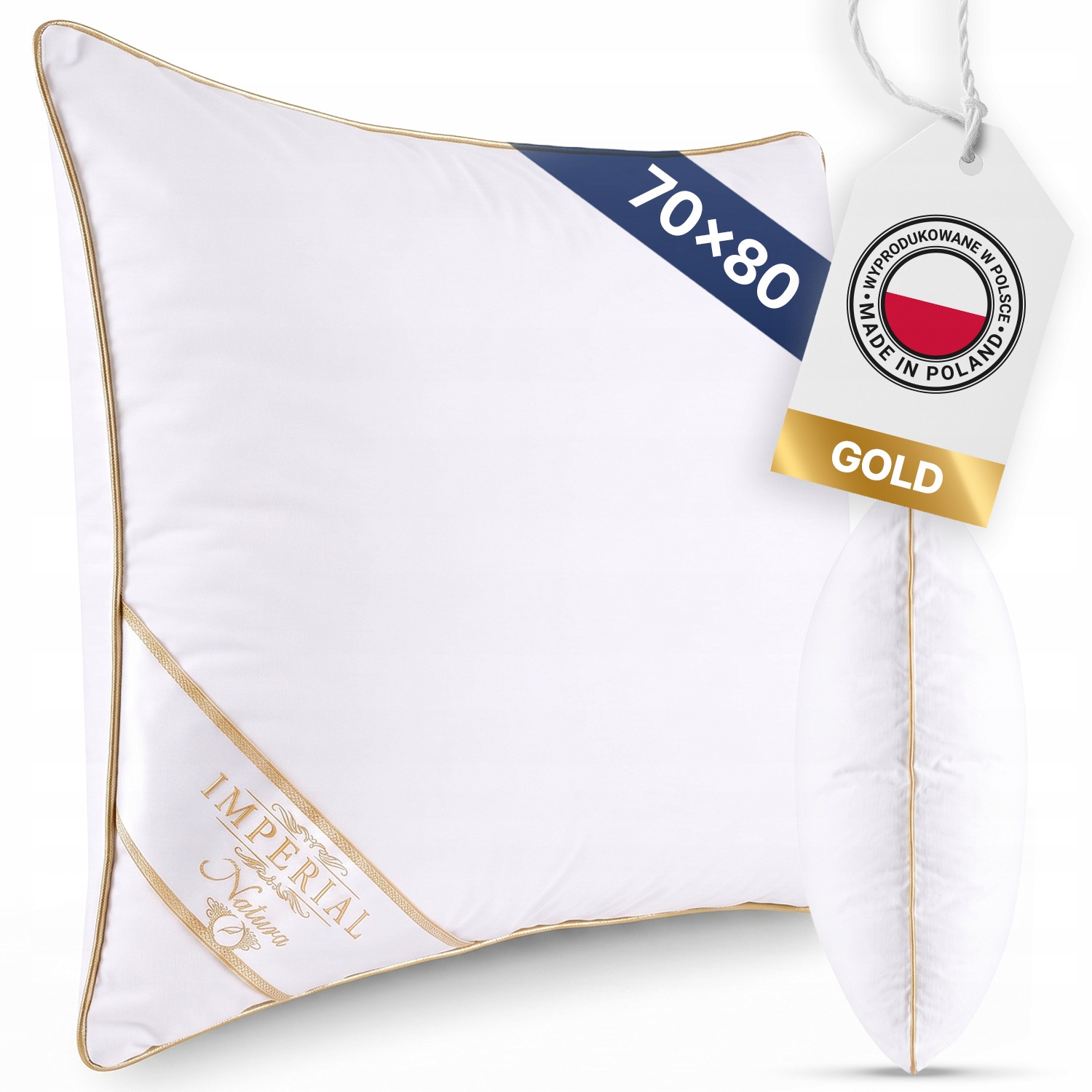 Polštář Na Spaní Amw Monaco Gold 70% Husí Peří Bavlna 850g 70x80