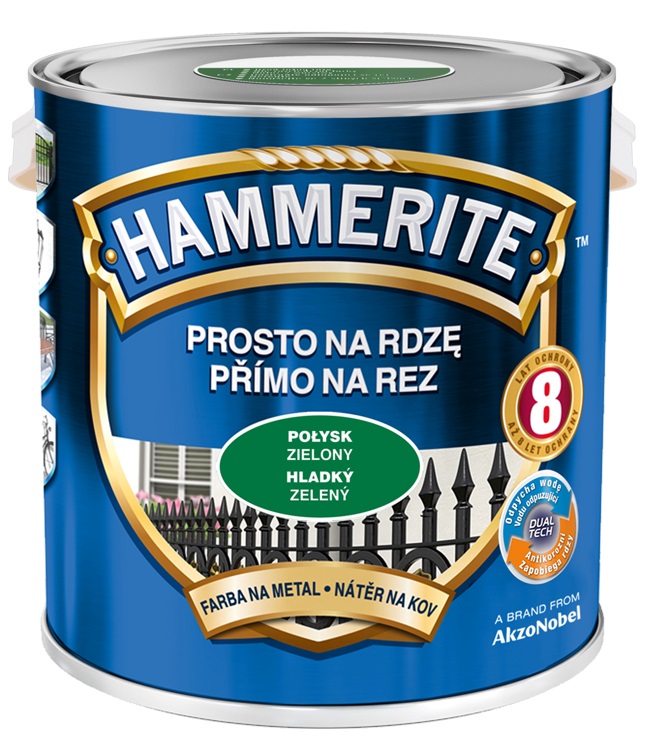 

Farba Hammerite Na Rdzę- zielona, połysk, 2.5l