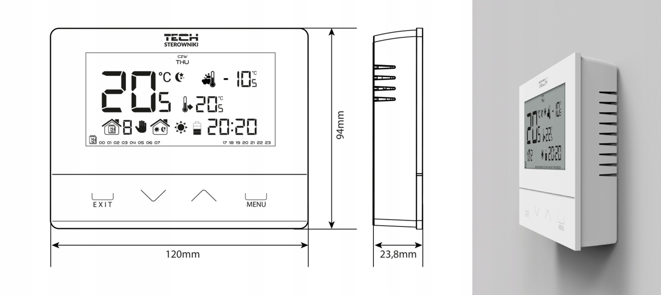 PRZEWODOWY REGULATOR TEMP STEROWNIK REGULATOR POKOJOWY SZKŁO TECH ST-292 V3 Rodzaj sterownik