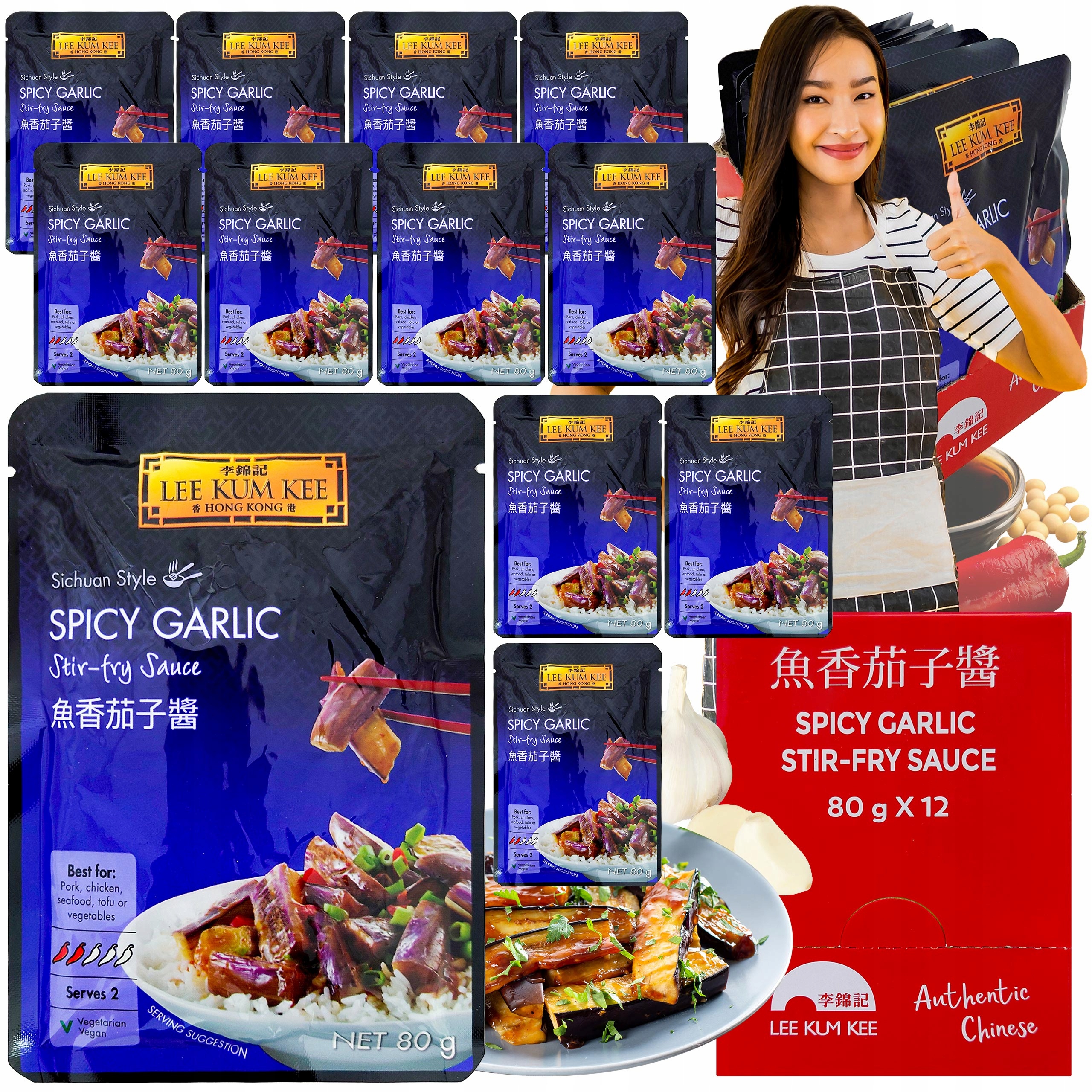 Levně Intenzivní a aromatická Kořeněná Omáčka Česneková Asijská 80g x 12 Stir Fry