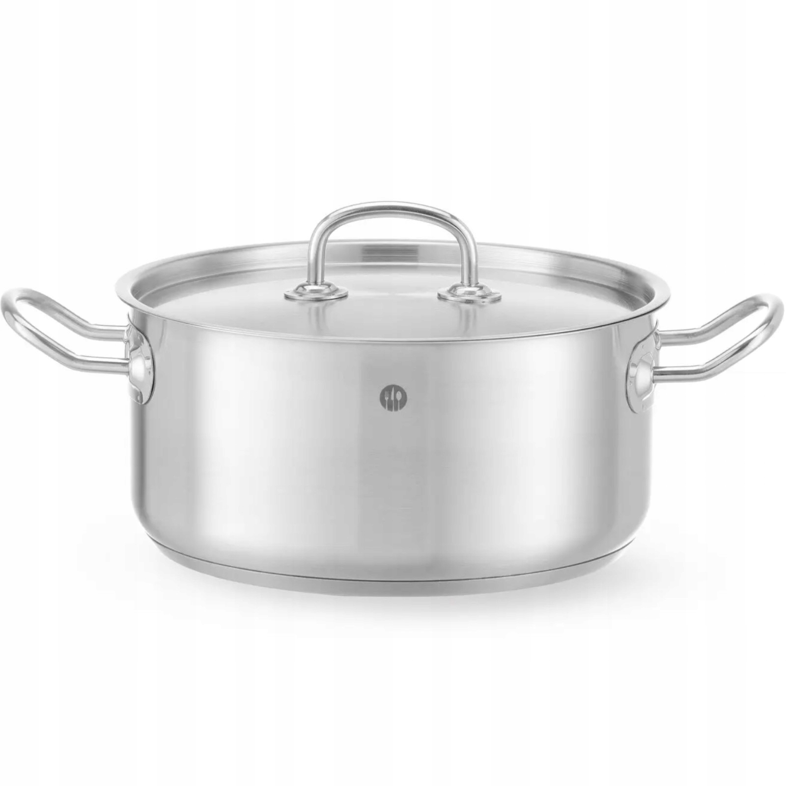 Nízký Mělký Hrnec S Gastronomickou Ocelovou Poklicí 4,9 L 24 CM Hendi