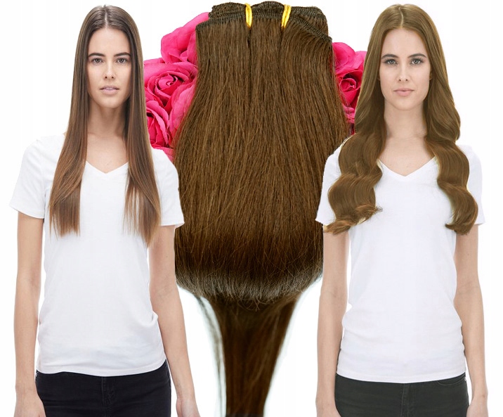 Příčesky z pravých vlasů na klipsech, 7 pásů, 50 cm, 70 gramů