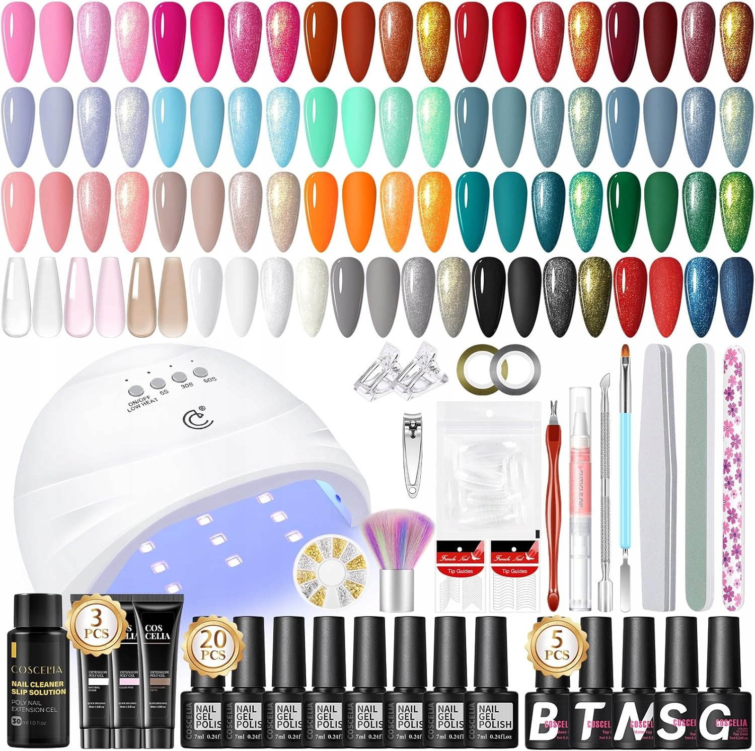 Zestaw Startowy Do Robienia Paznokci Żelowych Z Lampą Uv 20KOLORÓW Manicure
