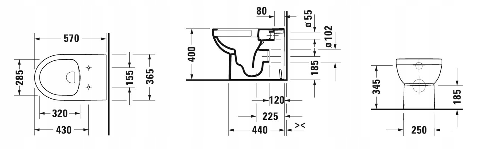 MISKA WC STOJĄCA RIMLESS BIAŁA DURAVIT NO.1 Stan opakowania oryginalne