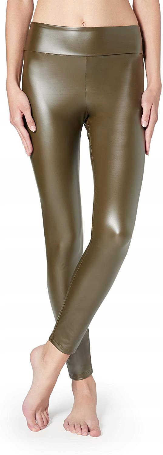 

Calzedonia legginsy khaki lekkie imitacja skóry M