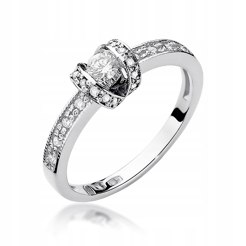 

Złoty pierścionek z Diamentami 0,25 ct Grawer