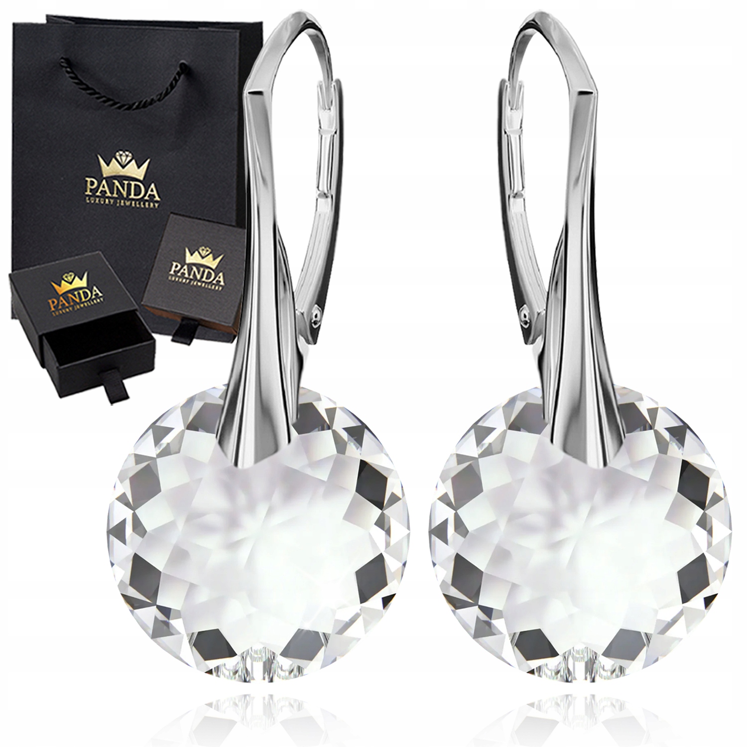 Dámské stříbrné Náušnice Kolečka Krystaly Dárek 925 Valentýn Narozeniny