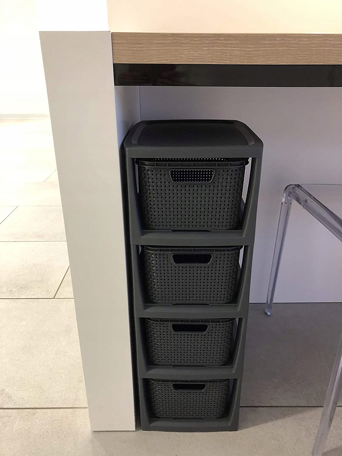 BRANQ - Regał łazienkowy - Rattan - 4x koszyki kosze - komoda słupek szafka Marka BranQ