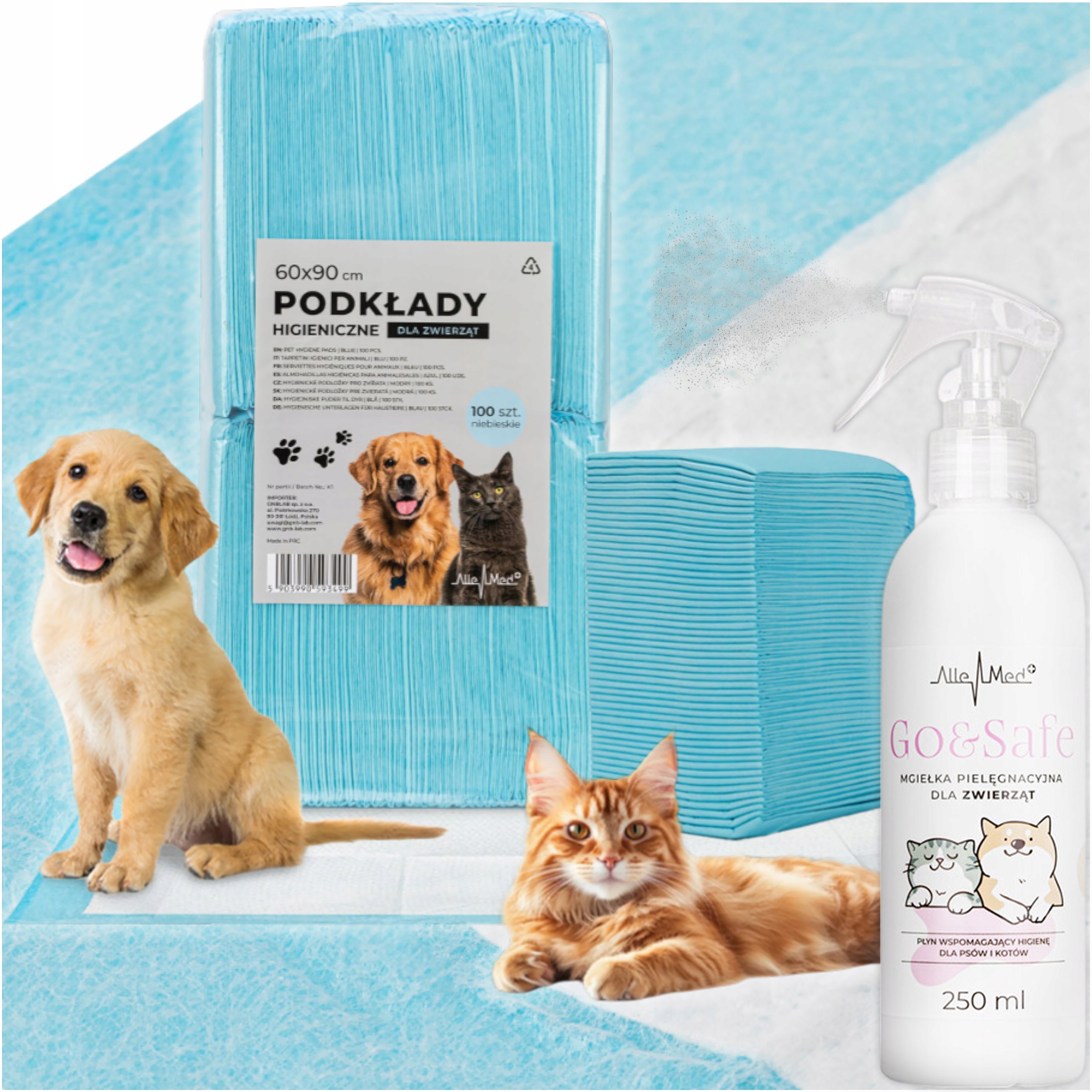 Levně 100x Hygienické podložky Pro Psa Kočku na 60x90 cm sprejová mlha