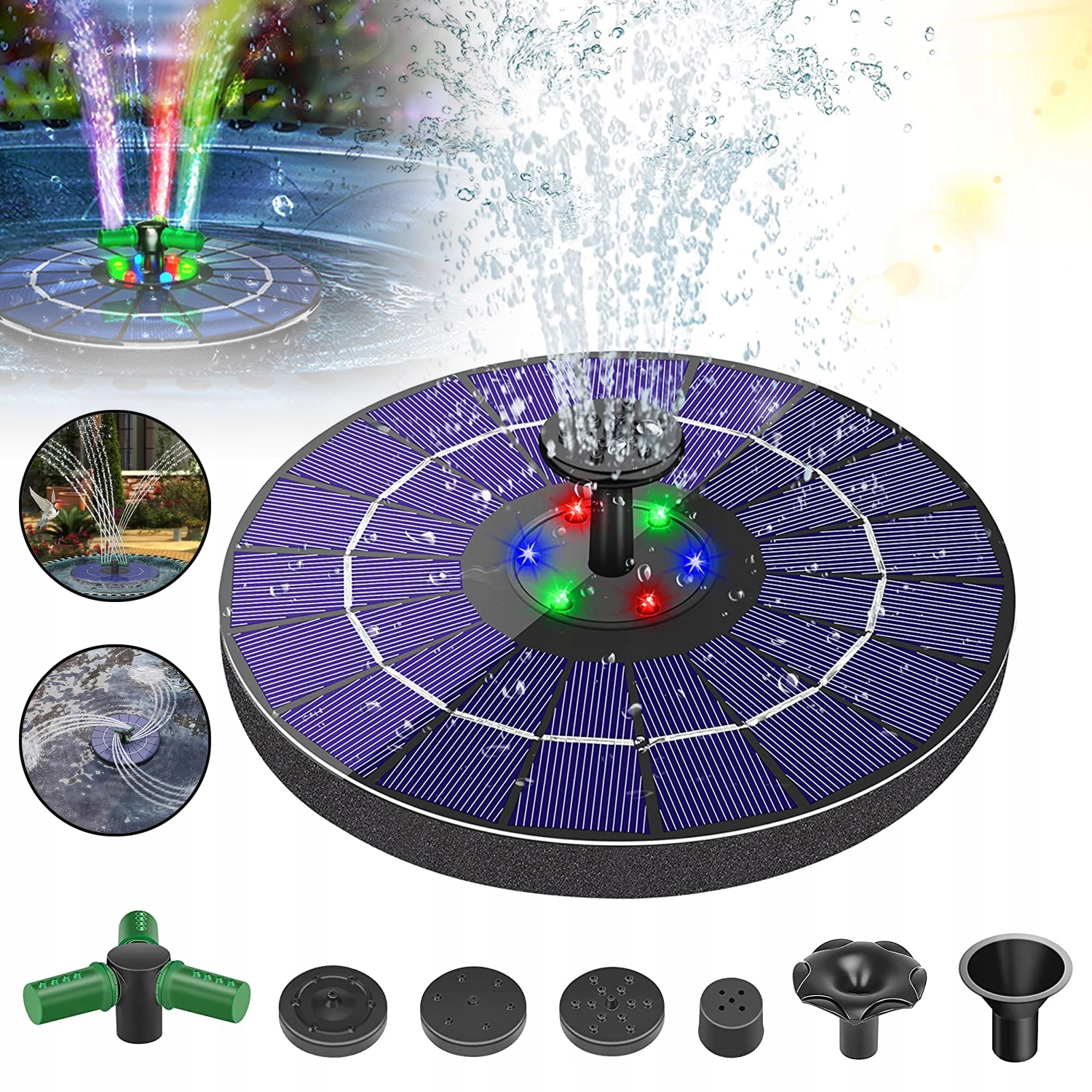 Pompa Słoneczna Fontanna, Solarna Fontanna Led,pływająca Fontanna Do Basenu
