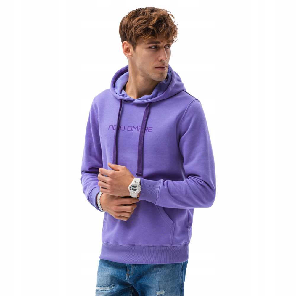

Bluza męska z kapturem nadruk B1351 fioletowa L