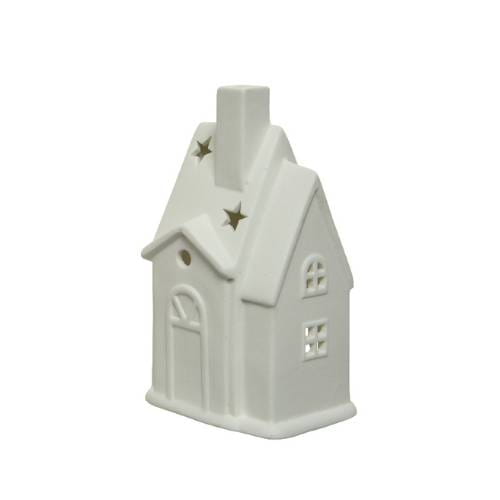 Domek ceramiczny biały świecznik