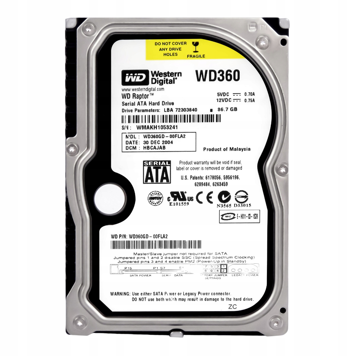Wd Raptor 36.7GB 10K 8MB Sata 3.5'' WD360GD-00FLA2