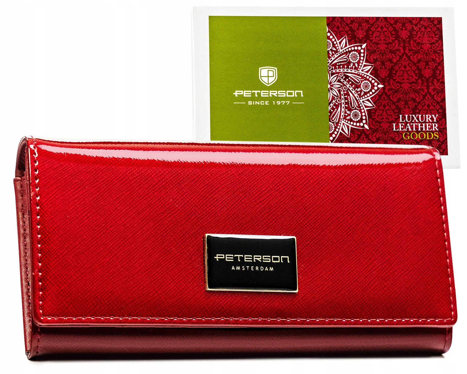 Portfel skórzany damski Peterson ze skóry naturalnej Rfid na zatrzask