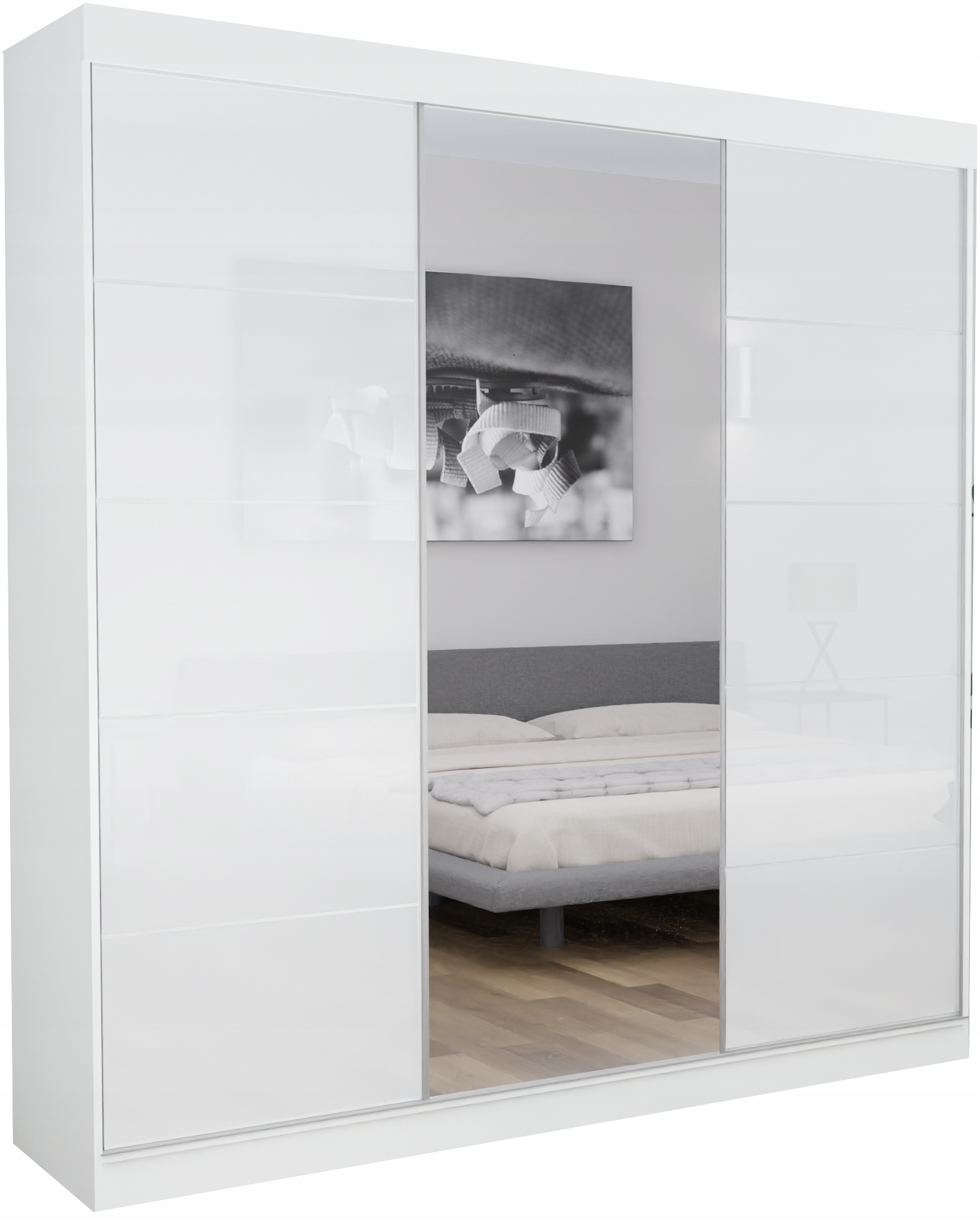 

Szafa 3D2L Lugo 160 CM Biała 2x Lacobel Lustro