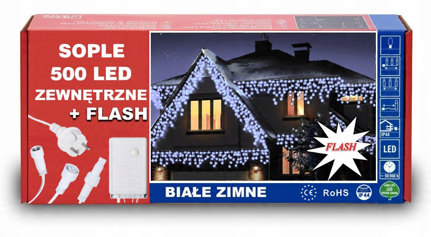 

Sople 500 Led Z Efektem Flash Iskra Białe Zimne
