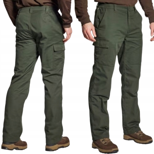 Spodnie Bojówki Ocieplane Polarem 140g/m² Wędkarskie Myśliwskie Khaki XL