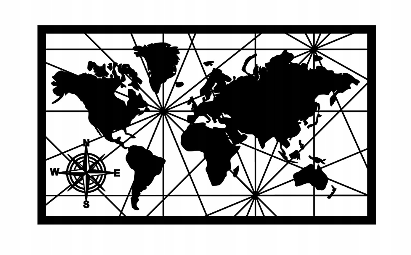 MAPA ŚWIATA NAKLEJKA obraz dekoracyjny A42 97x57 Motyw Dekor Miasta i architektura Nowoczesne