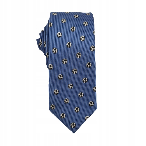 

Elegancki krawat niebieski piłka nożna prezent 6cm