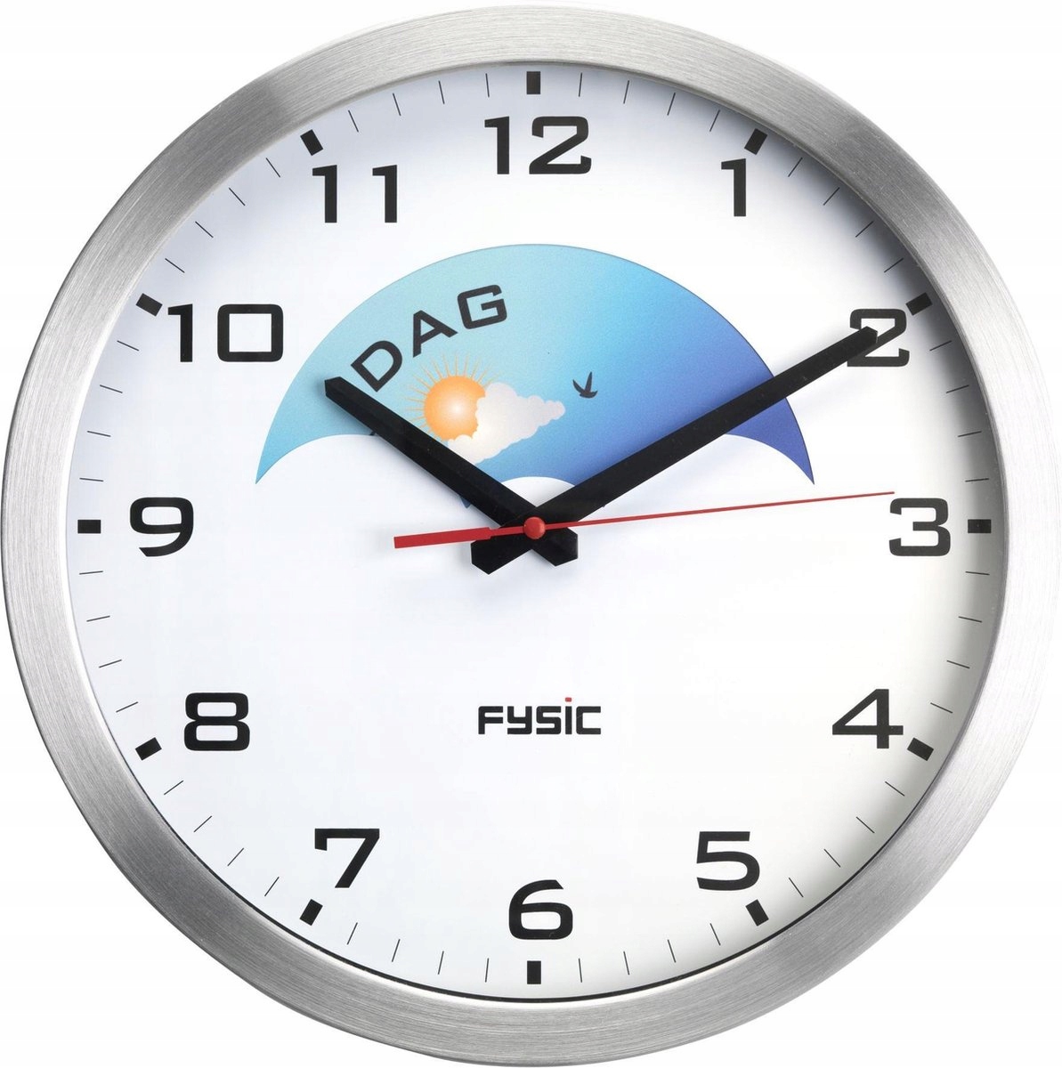 

Duży zegar ścienny dzień noc 30cm aluminium Fysic