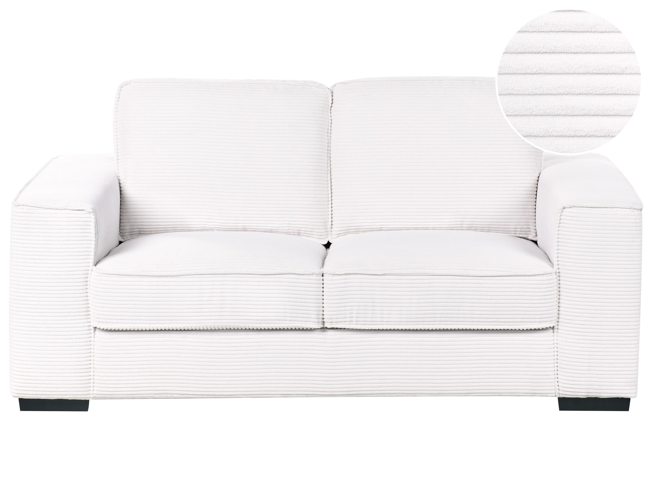 Sofa dwuosobowa sztruksowa poduszki biała